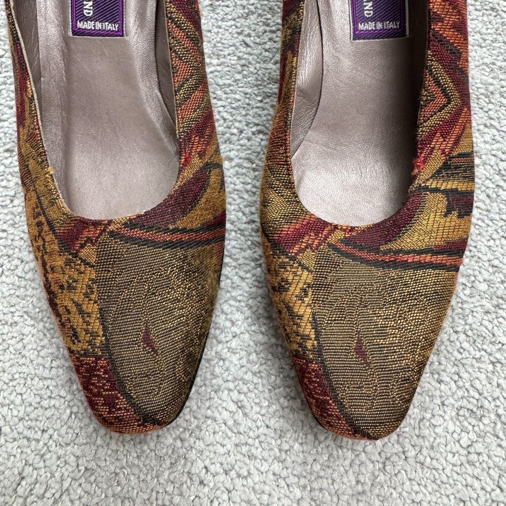 Phyllis Poland Tapestry Pointed Toe Kitten Heels Womens 8B Multi-Color Retro - Picture 9 of 13